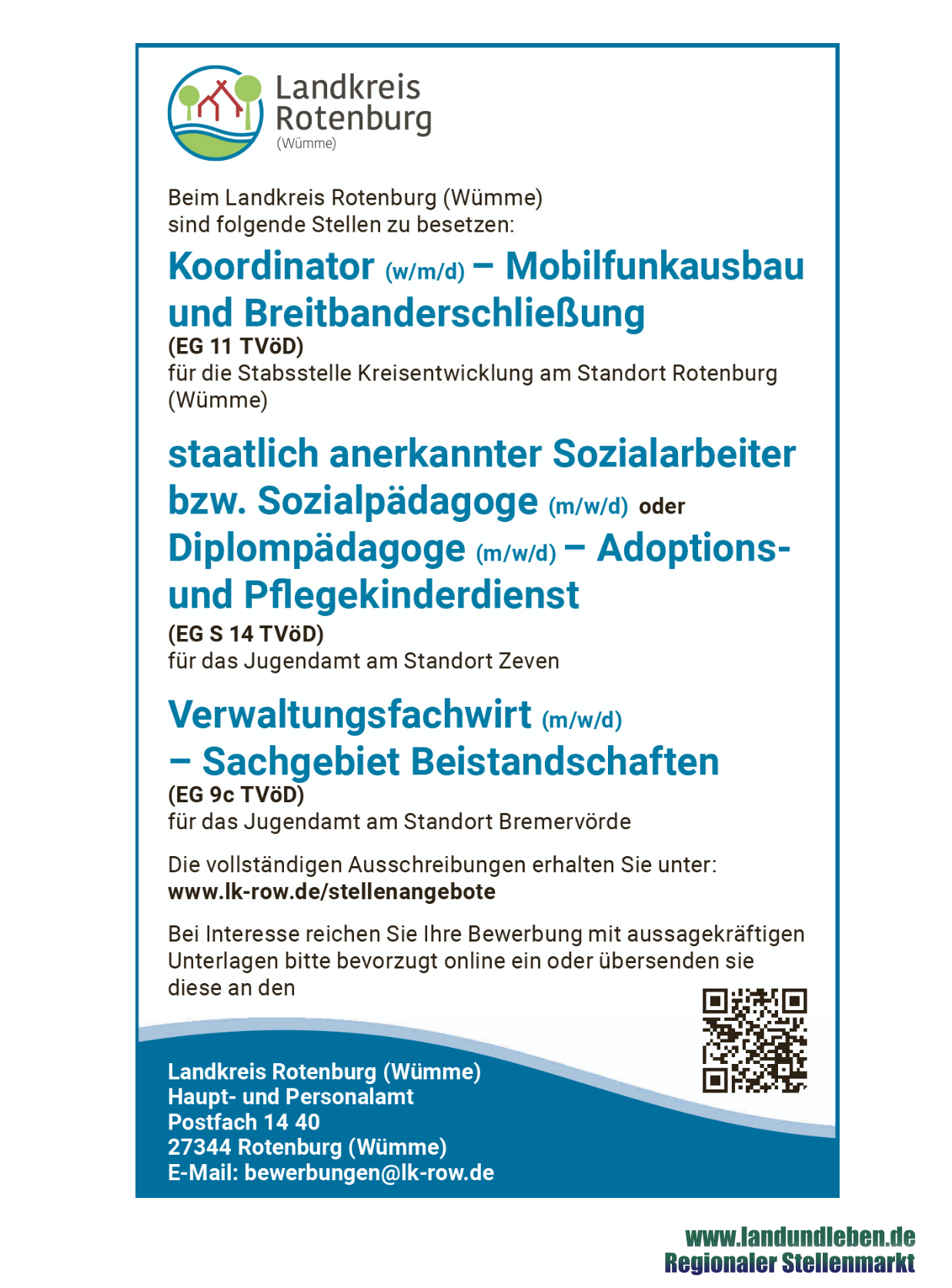 Attraktive Stellenanangebote beim Landkreis Rotenburg