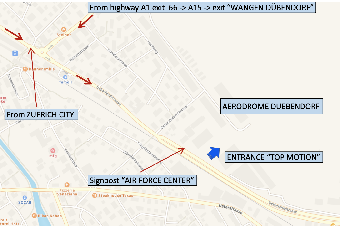 Aerodrome Information - TopMotion, Dübendorf
