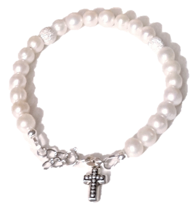 Mary & Jules Bracciale In Argento 925 Riciclato Con Vere Perle D'Acqua Dolce - 16+3 Cm