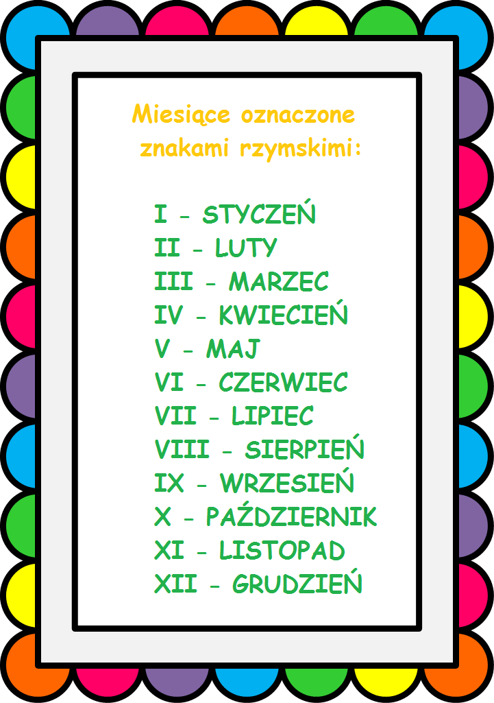 Każdy Rok Podany W Poniższych Zdaniach Zapisz Znakami Rzymskimi znaki rzymskie I-XII - klikankowo