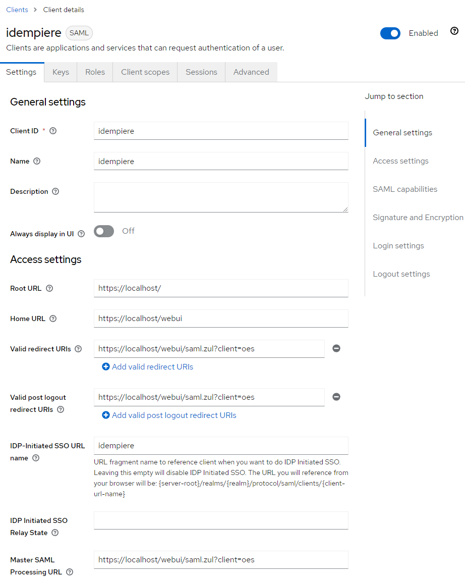 【なんでも研究日誌】JPiereのSSOSAMLの検証用KeyCloakの設定 OSS ERP Compiere