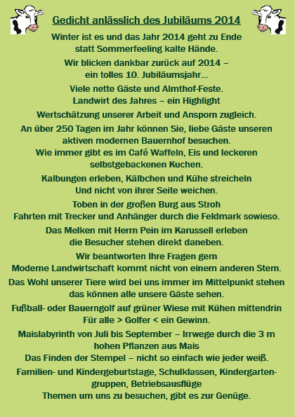 2014 - 10 Jahre Almthof