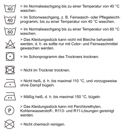 Pflegehinweise für Textilien - Textilien besticken, bedrucken & beflocken