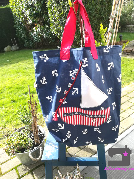 diy, lebenslustig, selber machen, maritime Tasche,Shopper nähen