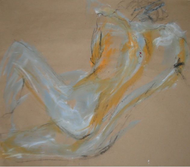 Nu assis, 2007, acrylique sur papier marouflé sur toile, 60 x 65 cm