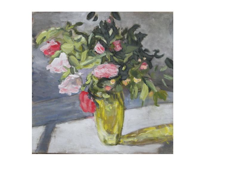  bouquet de  roses, huile sur toile, 60 x 60 cm