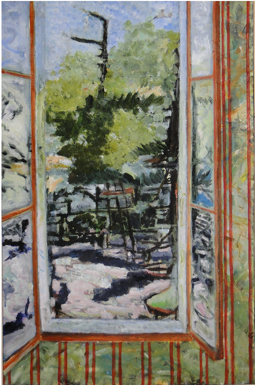 Fenêtre sur jardin, acrylique sur toile, 93 x 61 cm  *