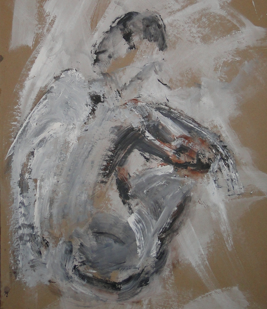 Nu assis, 2006 ; acrylique sur papier marouflé sur toile, 112 x 65 cm