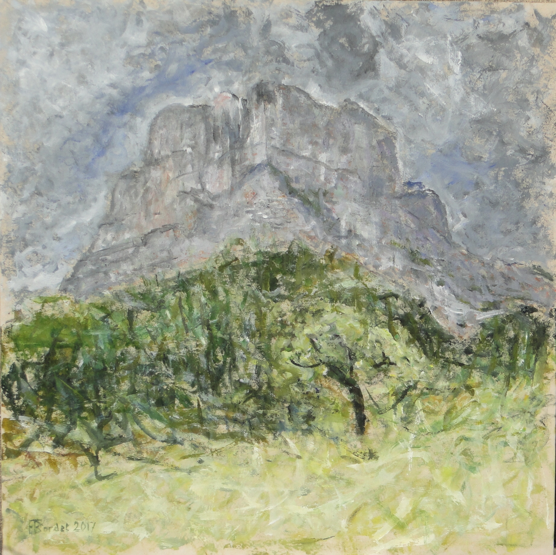 Rocher d'Archiane, acrylique sur toile, 75 x 75 cm