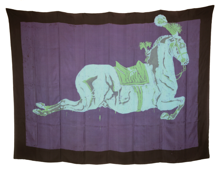 "Horse by Night" 1980, batik on silk 145 x 205 cm - Photo Hadler/Stuhr