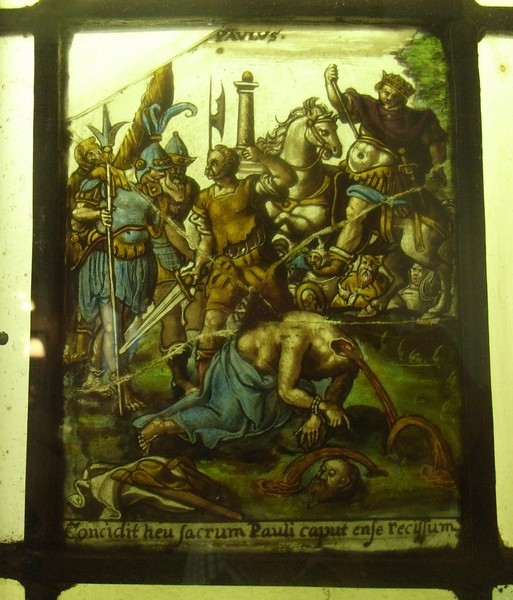 Stained glass c1590 - the martyrdom of St Paul