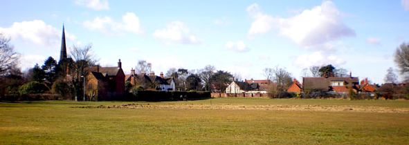 Yardley church and village viewed from Old Yardley Park. Image by Robert C Jones on the Birmingham Conservation Trust website