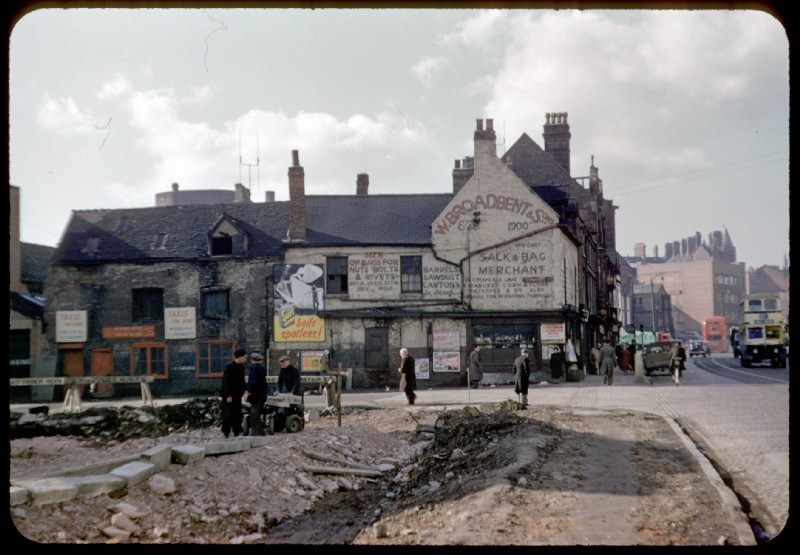 Broadbent's corner, Mill Lane, Digbeth, photograph taken in 1954.taken by Phyllis Nicklin. See Acknowledgements, Keith Berry.