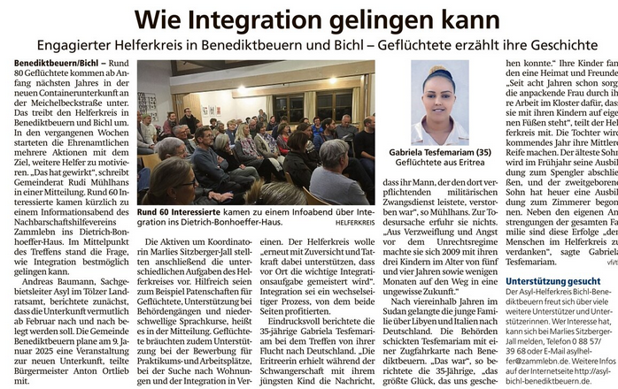 Bericht von Vinzent Fischer im Tölzer Kurier am 4. Dezember 2024