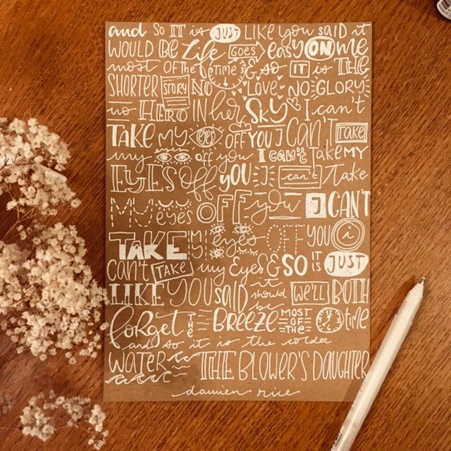 Handlettering Anleitung für eine Musikmeditation - gib dich einem Song hin und lettere darauf los...