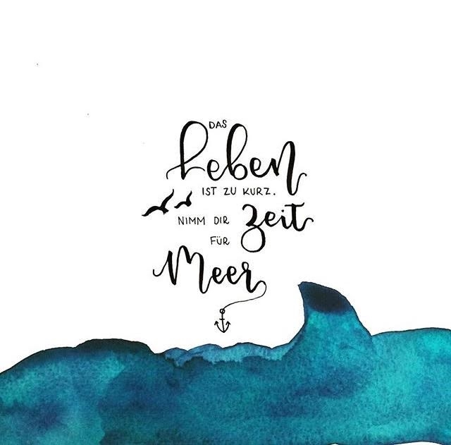 Letter Lovers fraeulein_kalt: Handlettering Spruch: Das Leben ist zu kurz. Nimm dir Zeit für Meer