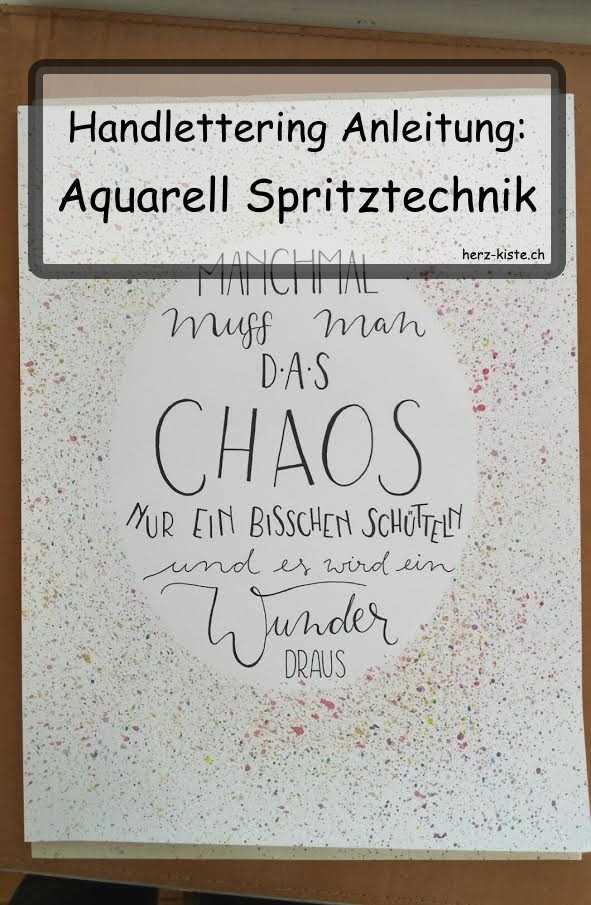 Handlettering Anleitung: Aquarell Spritztechnik