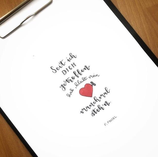 Letter Lovers fraeulein_kalt: Handlettering Spruch: Seit ich dich getroffen hab, bleibt mein Herz manchmal stehen.