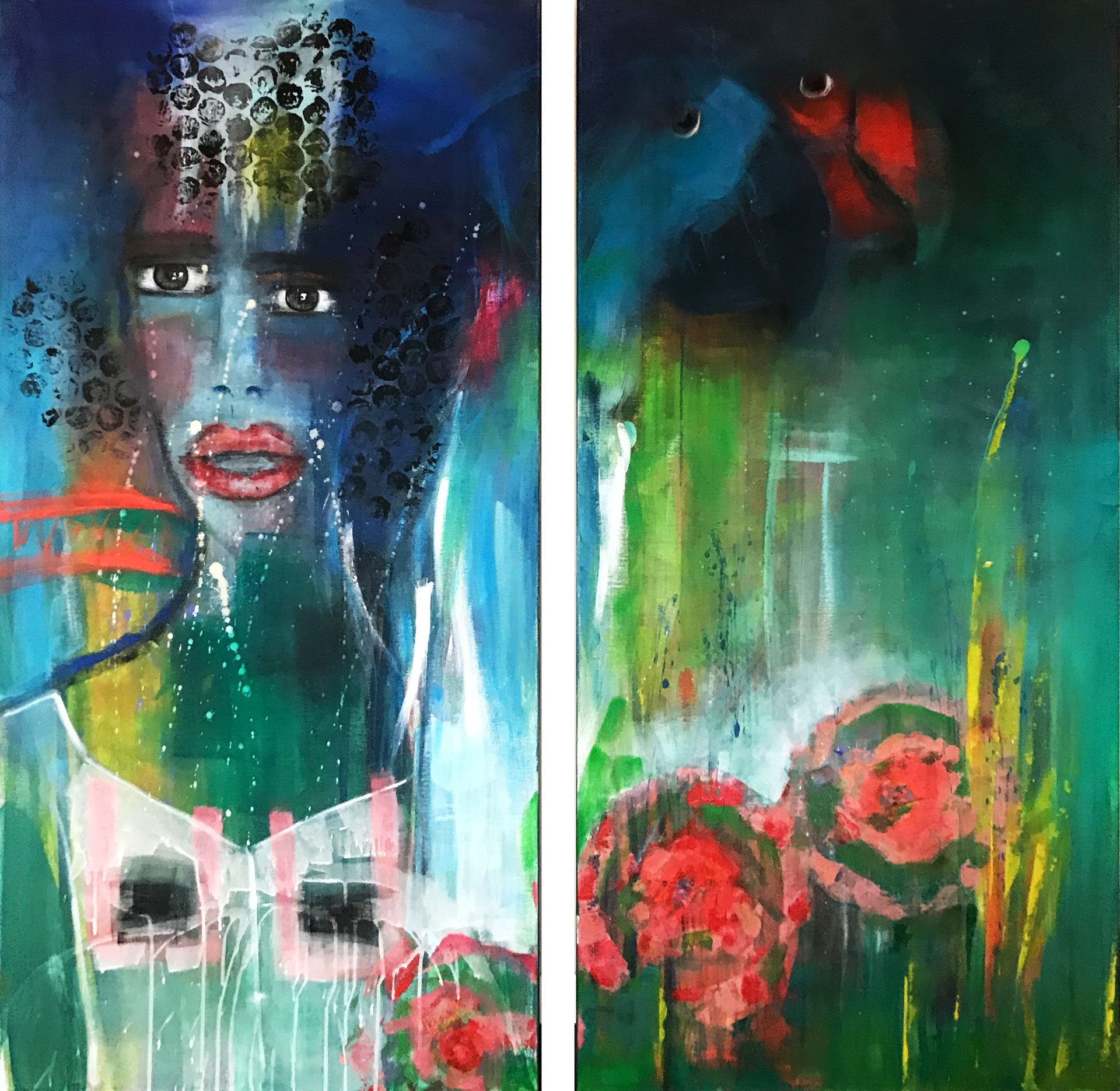 delhlia 2x60x120 acrylique  sold