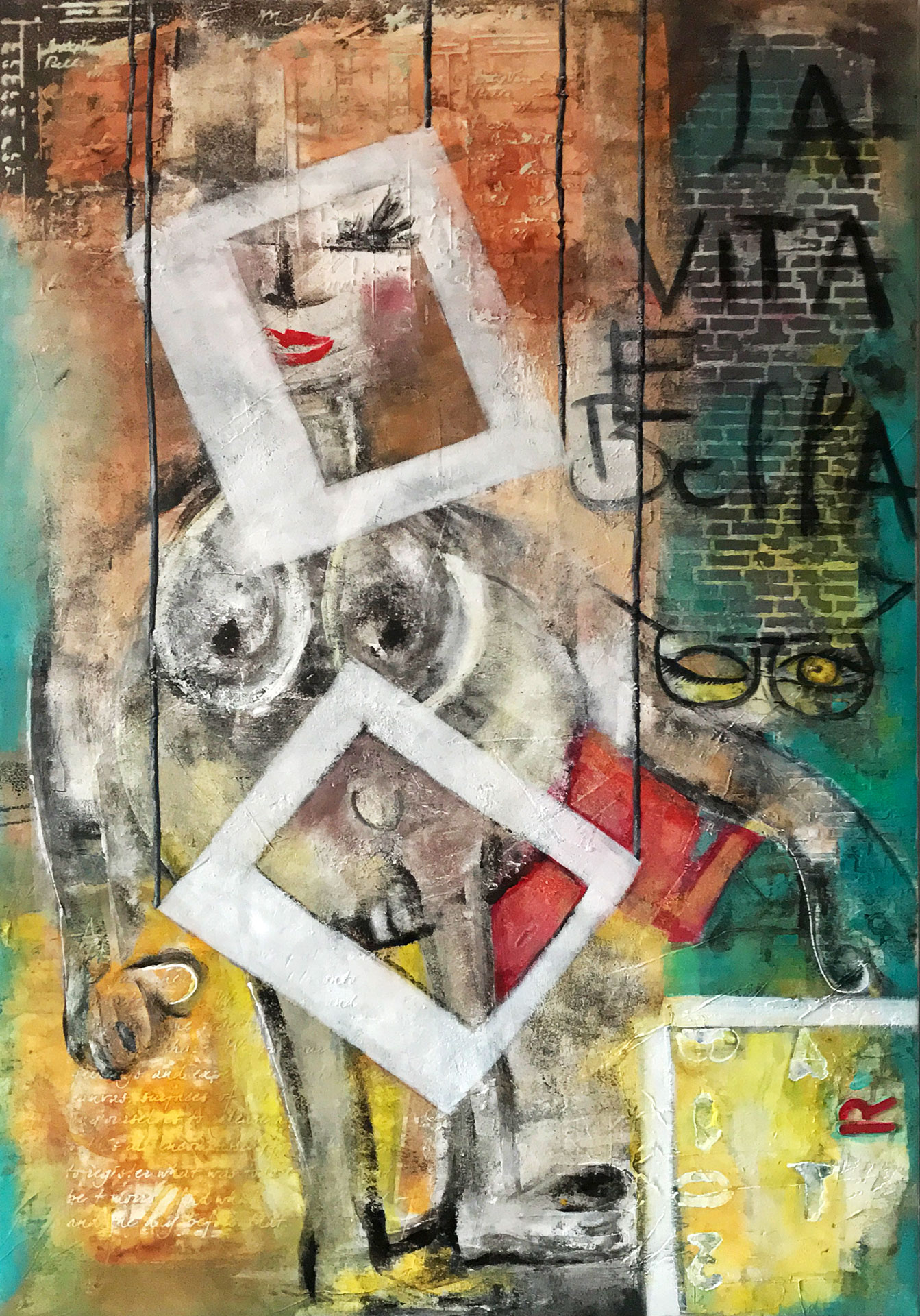 la vie est belle avec une italienne 80x120 acrylique