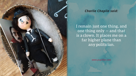 Charlie Chaplin miniature with quote