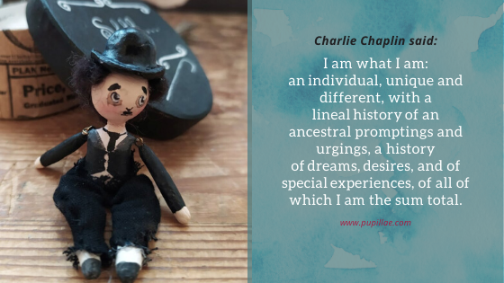 Miniature of Charlie Chaplin with quote