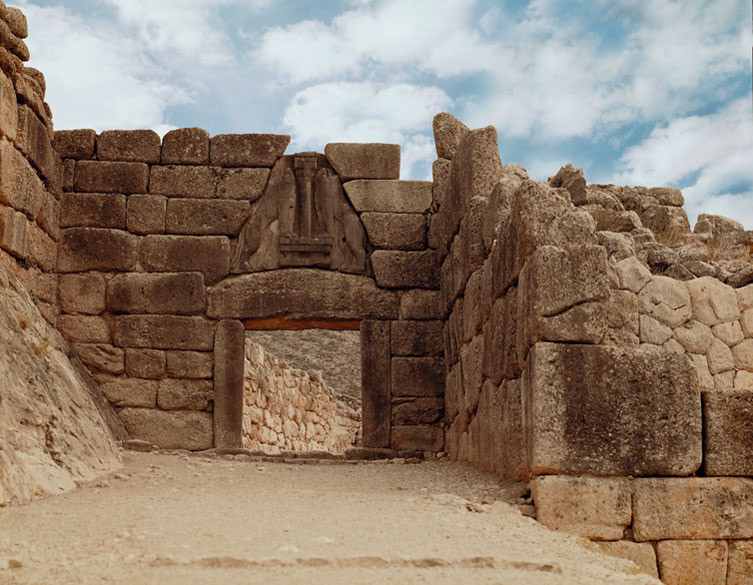 Porta dei Leoni, Architettura in pietra, 1400-1300 a.C., Micene