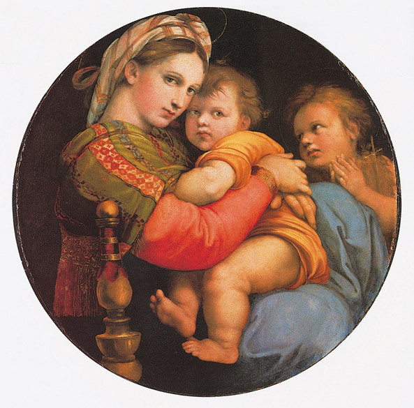 Raffaello, Madonna della seggiola, Olio su tela, 1514, Palazzo Pitti, Firenze