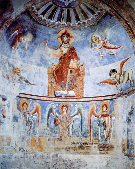 Cristo Pantocratore e i simboli dei quattro Evangelisti, Affresco, Chiesa di Sant'Angelo in Formis (Capua)