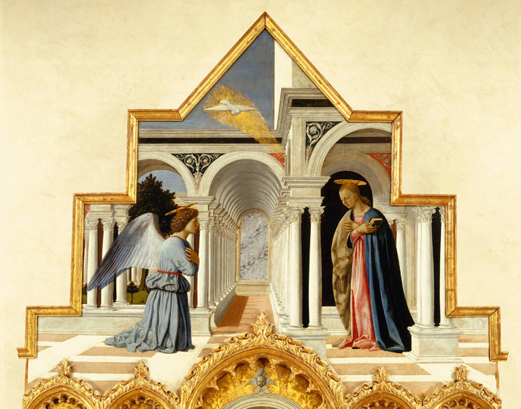 Piero della Francesca, Annunciazione (Polittico di Sant'Antonio), Tempera su tavola, 1469, Galleria Nazionale dell'Umbria, Perugia