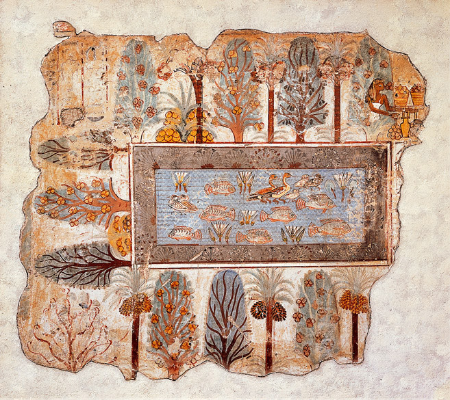 Lo stagno, Pittura murale, XV sec. a.C., British Museum (Londra)
