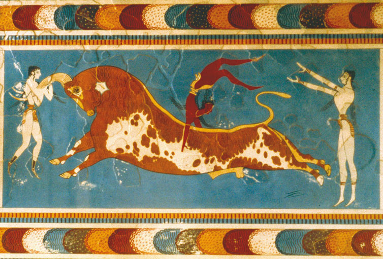 Gioco del toro, Pittura murale, 1400 a.C., Creta