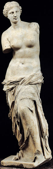 Afrodite (Venere) di Milo, Scultura a tutto tondo in marmo, fine del II sec. a.C., Louvre (Parigi)