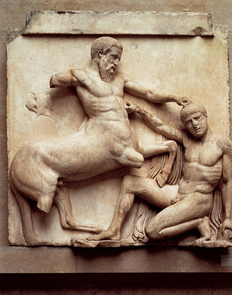 Fidia, Combattimento tra un centauro e un lapita, Scultura a rilievo in marmo, V sec. a.C., British Museum (Londra)