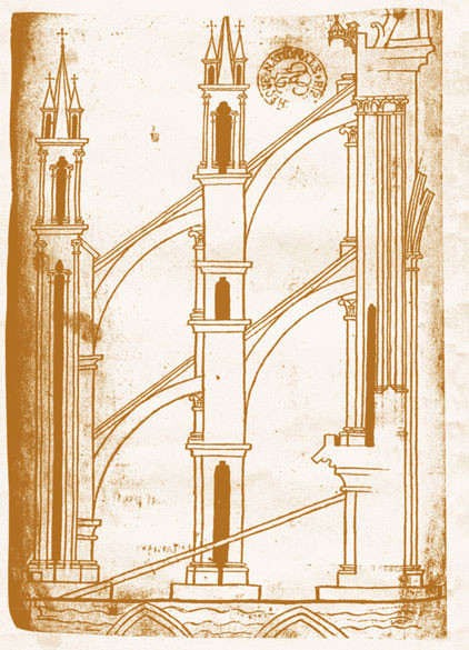 Villard de Honnecourt, Taccuino dei disegni: archi rampanti, Disegno su carta, 1000 c., Bibliotéque Nationale (Parigi)