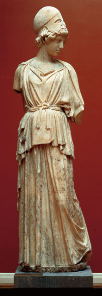 Mirone, Athena, Scultura a tutto tondo in marmo, 450 circa a.C., Liebighaus (Francoforte)