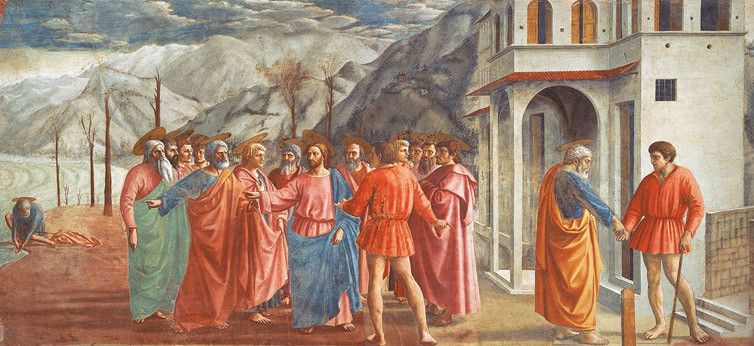 Masaccio, Il Tributo, Affresco, 1425, Chiesa di Santa Maria del Carmine, Firenze