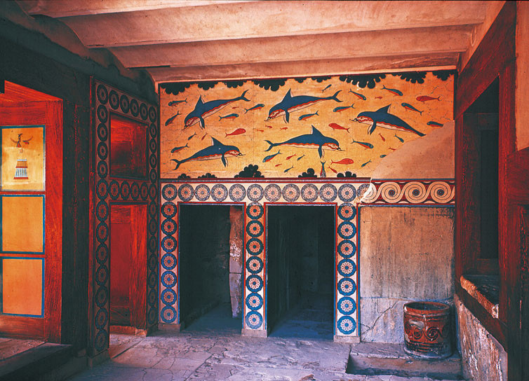 Palazzo di Cnosso: porta d'ingresso della Sala dei colonnati, Pittura murale, 1700-1400 a.C., Creta