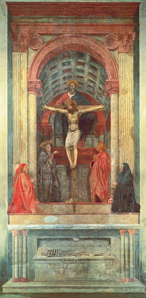 Masaccio, Trinità, Affresco, 1426-28, Chiesa di Santa Maria Novella, Firenze