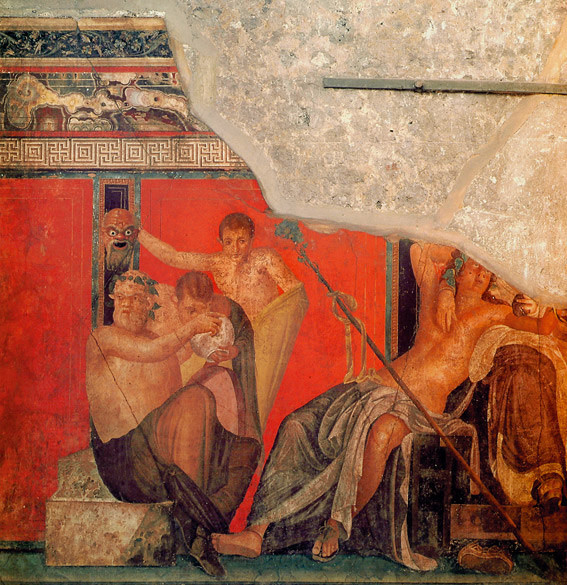 Sileno e i satiri (part.), Pittura parietale, Villa dei Misteri (Pompei)