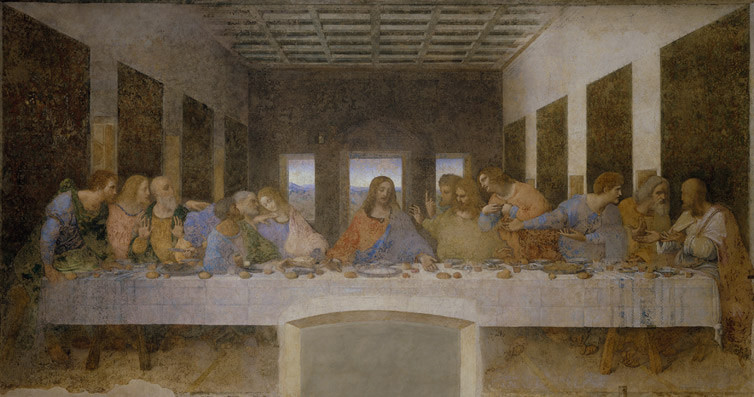 Leonardo da Vinci, L'ultima Cena, Pittura murale a secco, 1495-97, Convento di Santa Maria delle Grazie, Milano