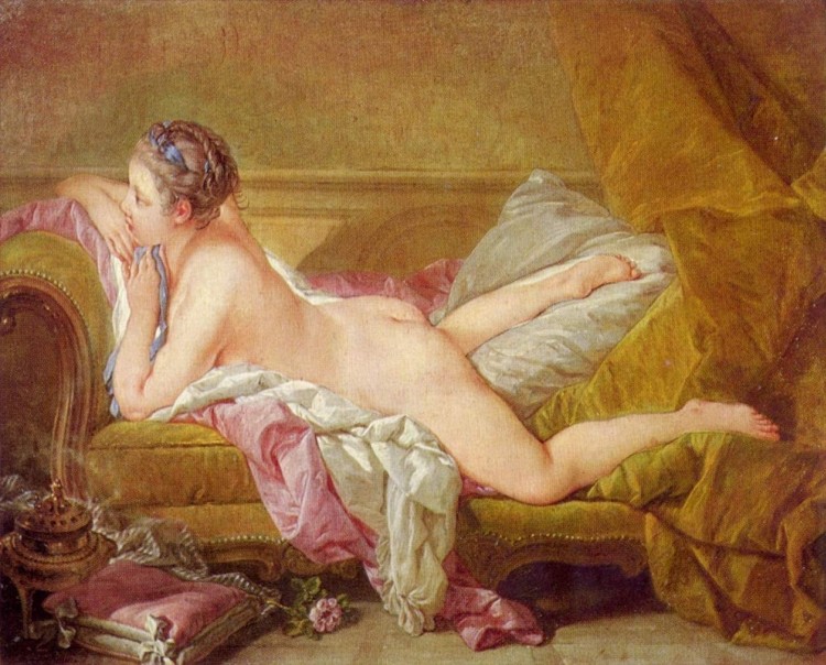 François Boucher, Ragazza distesa (Louise O'Murphy), 1752, Olio su tela, Alte Pinakothek, Monaco di Baviera
