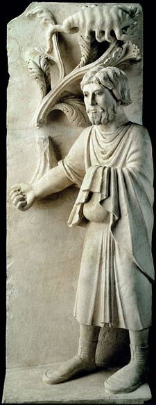 Benedetto Antelami, I mesi: Ottobre, Scultura a rilievo, 1216 d.C., Battistero (Parma)