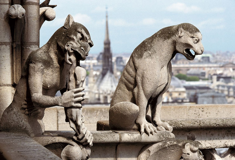 Doccioni in forma di chimera, Scultura a tutto tondo, XIV sec. d.C., Cattedrale di Notre Dame (Parigi)