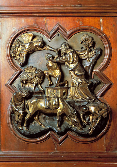 Filippo Brunelleschi, Sacrificio di Isacco, Rilievo in bronzo, 1401, Museo del Bargello, Firenze