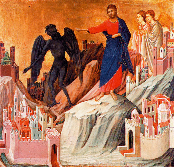 Duccio di Boninsegna, La tentazione di Cristo, Tempera su tavola, 1310 ca., Frick Collection (New York)