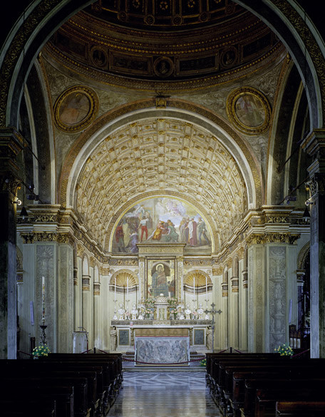 Donato Bramante, Santa Maria presso San Satiro: Presbiterio, Scultura a rilievo, 1485, Chiesa di Santa Maria presso San Satiro, Milano