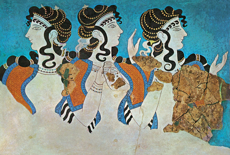 Le dame in blu, Affresco, 1600 a.C. ca, Palazzo di Cnosso (Creta)