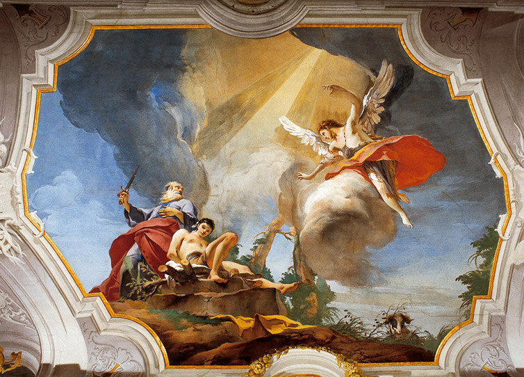 Giovanni Battista Tiepolo, Il sacrificio di Isacco, Affresco, 1728, Palazzo dell'Arcivescovado, Udine