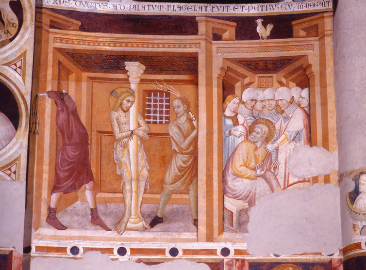 Il rinnegamento di Pietro, Affreschi absidali, XIV sec., Chiesa di Sant'Abbondio (Como)